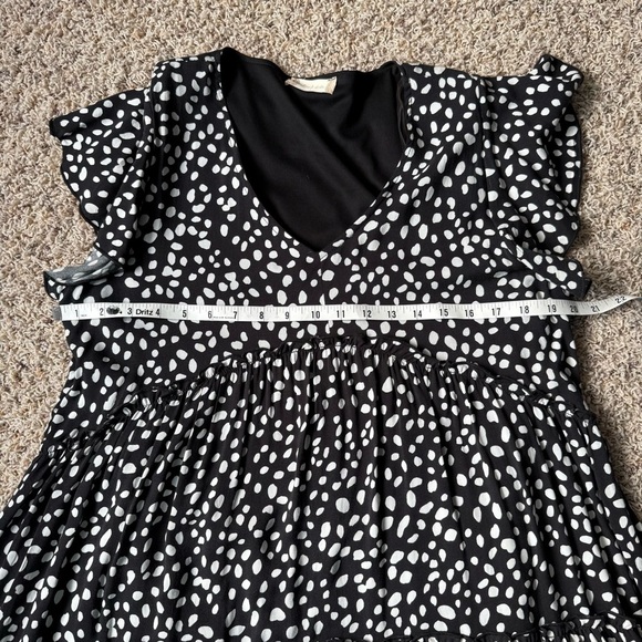 Altar'd State Black & White Rayon Spotted Tier Babydoll Mini Dress Women's Large - Picture 8 of 10